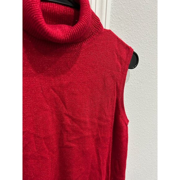 Cable & Gauge Red Sleeveless Turtleneck Sweater Vest Womens - Picture 4 of 9